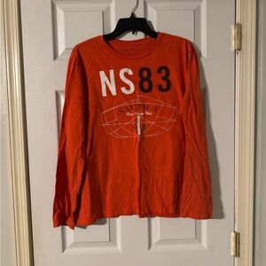 Nautica Orange Long Sleeve Tee with Graphic Design